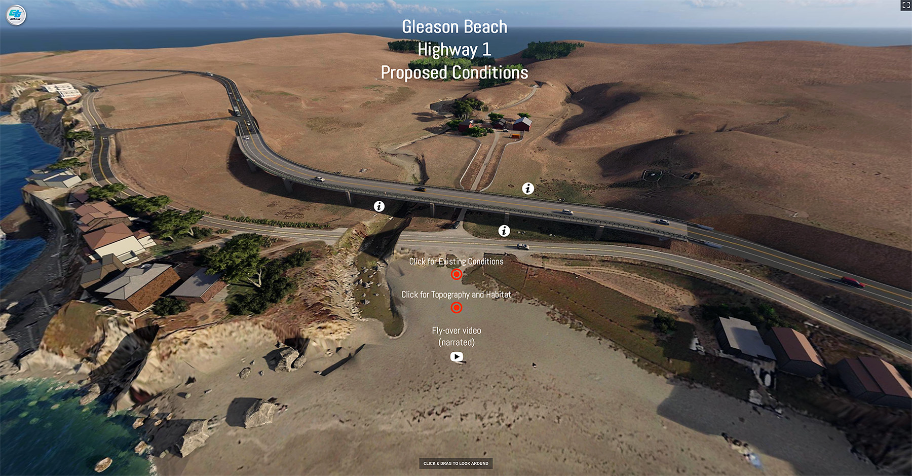 Website homepage image for Gleason Beach Highway 1 project from California DOT.